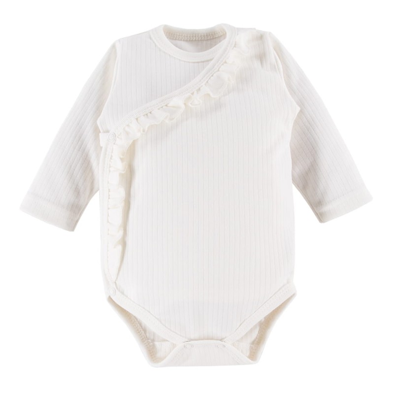 Baby wrap bodysuit with frill ecru