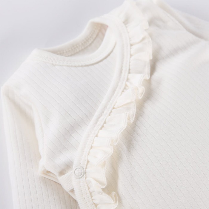 Baby wrap bodysuit with frill ecru
