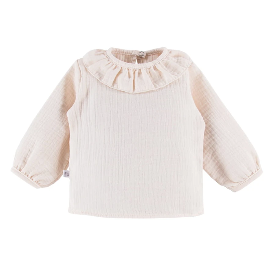 Muslin blouse ecru with frill