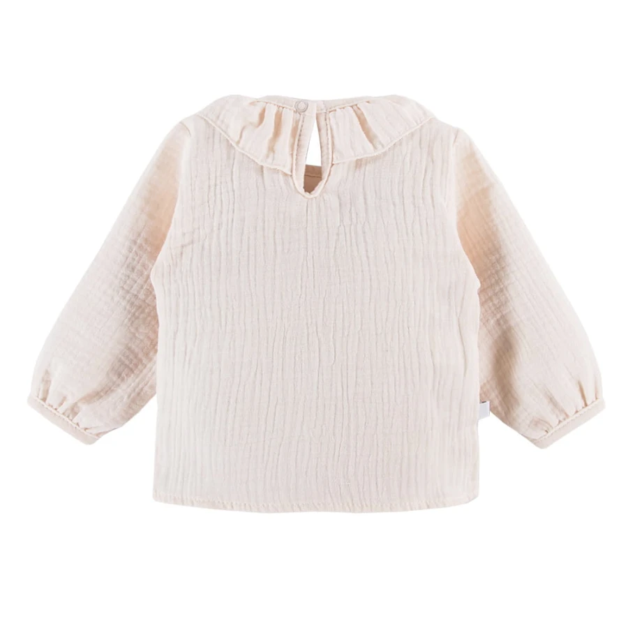Muslin blouse ecru with frill