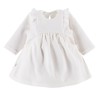 Velvet dress with frills ecru