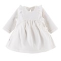 Velvet dress with frills ecru