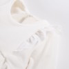 Velvet dress with frills ecru