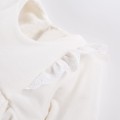 Velvet dress with frills ecru