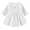 Velvet dress with frills ecru