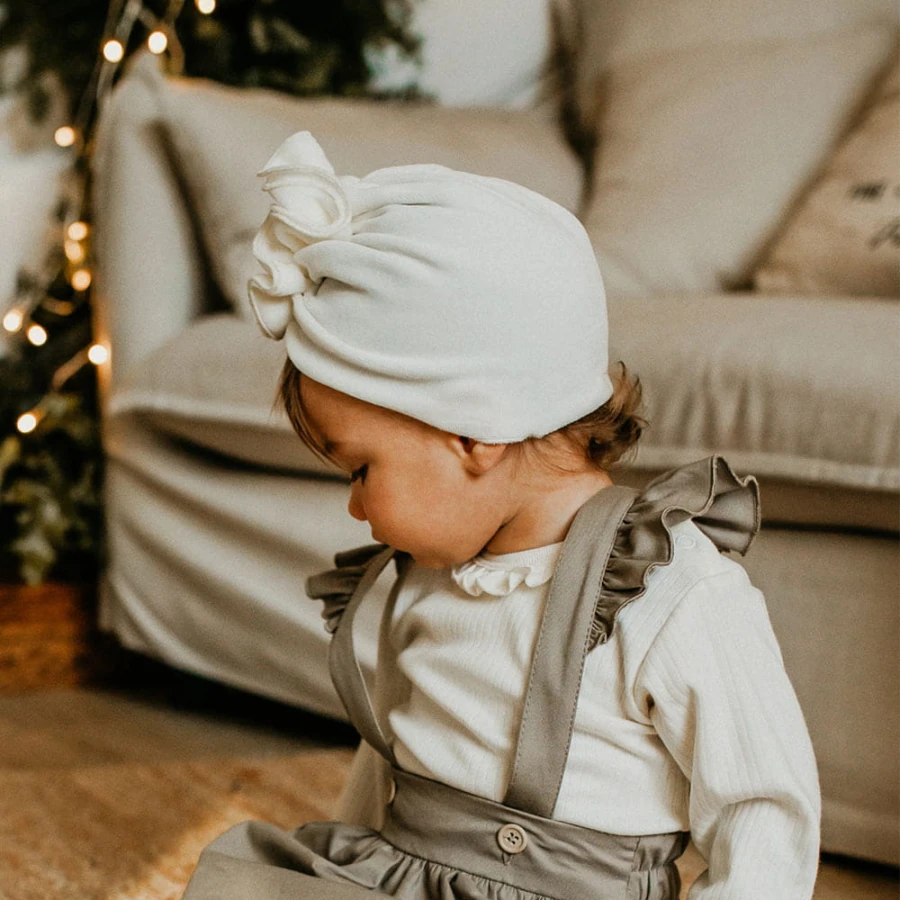 Dětský turban velurový béžový