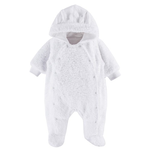 Hooded pramsuit with earwigs white