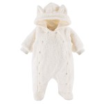 Hooded pramsuit with earwigs cream white