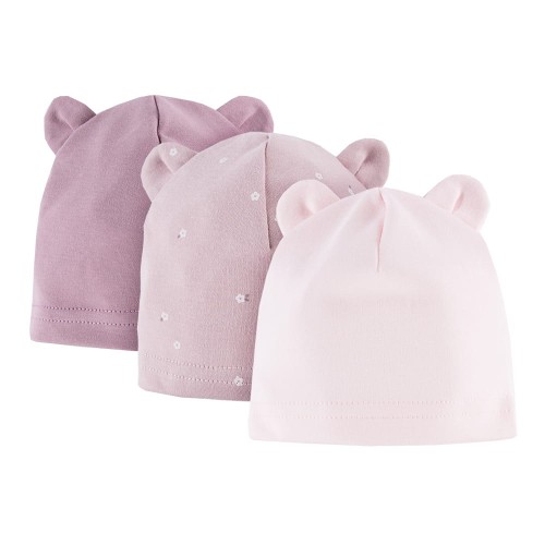 3-balení dětských čepiček růžové
