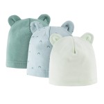 3-balení dětských čepiček zelené