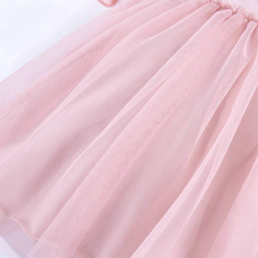 Tulle dress short sleeves pink