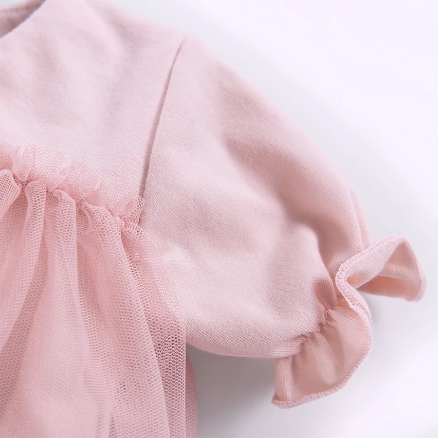 Tulle dress short sleeves pink