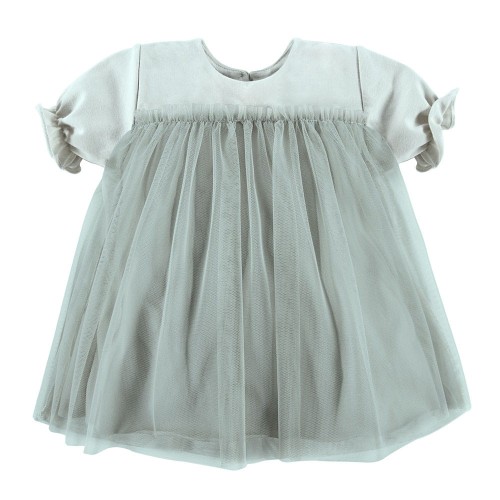 Dětské tylové šaty zelené krátký rukáv