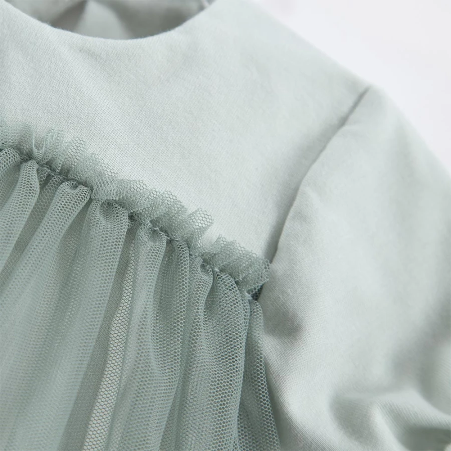 Tulle dress short sleeves green