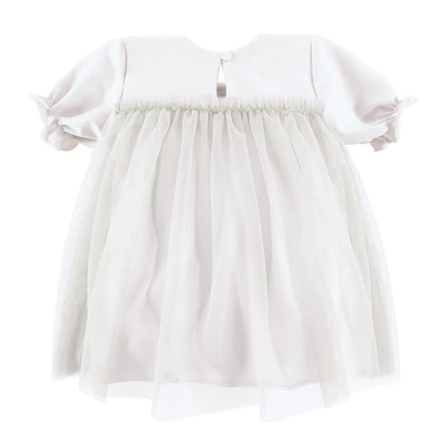 Tulle dress short sleeves white cream