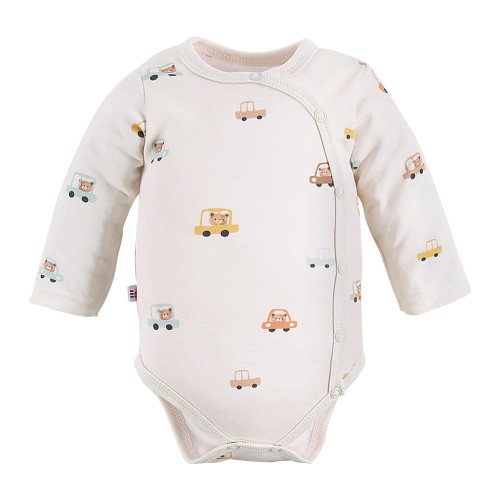 Cardigan bodysuits ecru with bears and cars