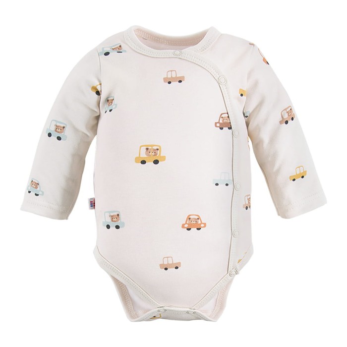 Cardigan bodysuits ecru with bears and cars