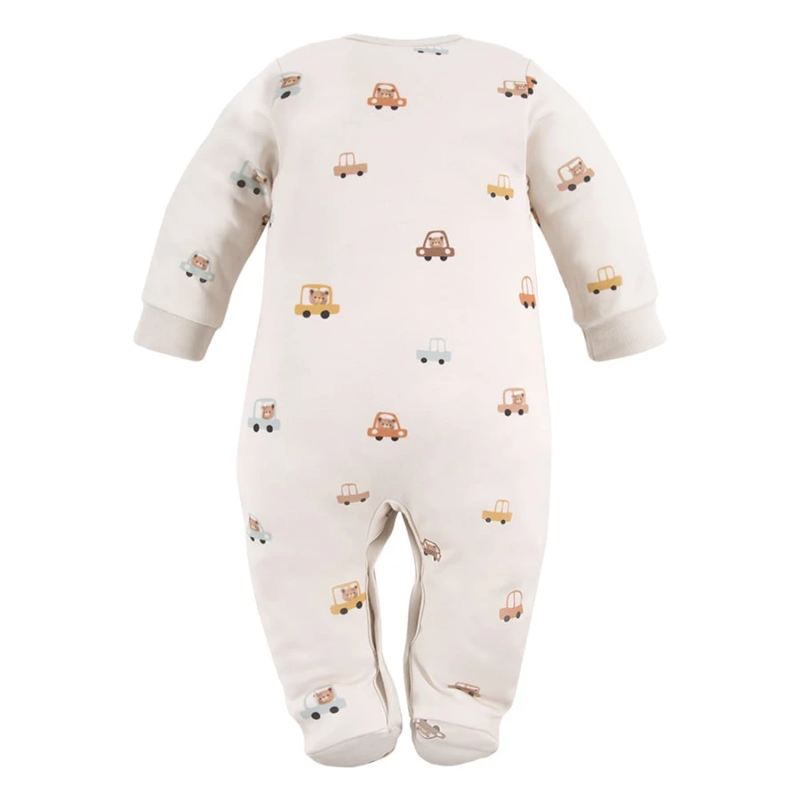 Sleepsuit ecru with cars and bears