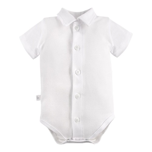 Bodysuits short sleeve cardigan with collar white