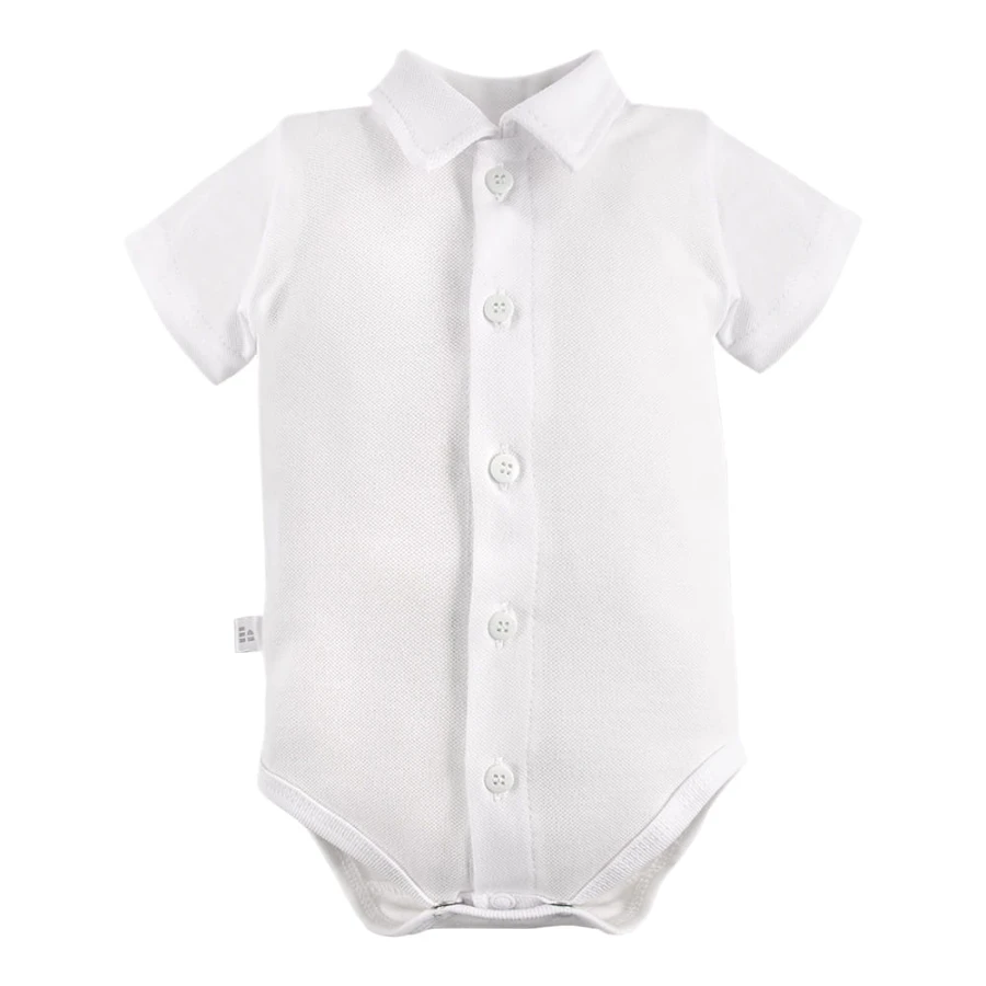 Bodysuits short sleeve cardigan with collar white