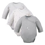 Multipak 3 ks Body zavinovací s dlouhým rukávem šedé