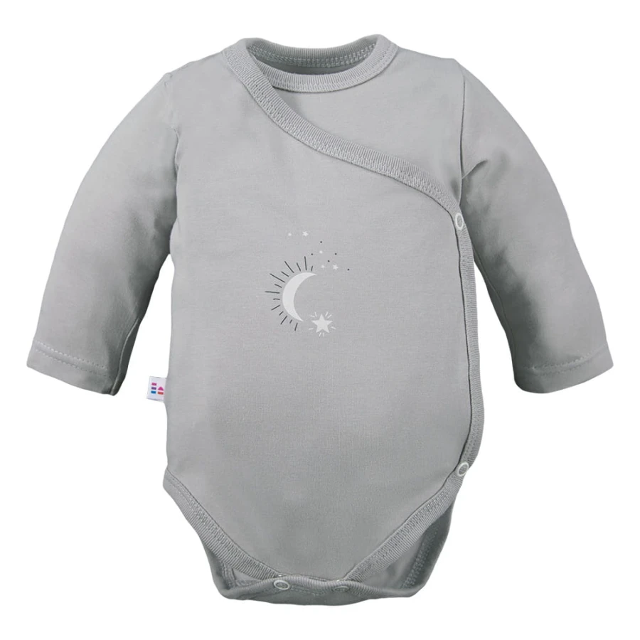 Multipak 3 ks Body zavinovací s dlouhým rukávem šedé