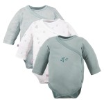 Multipak 3 ks Body zavinovací s dlouhým rukávem zelené