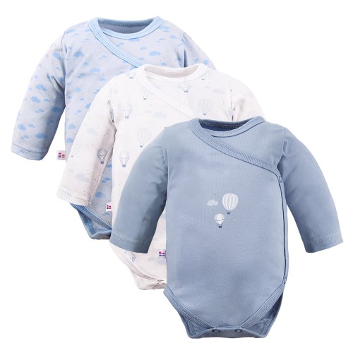 Cardigan bodysuit 3-pack with balloon pattern