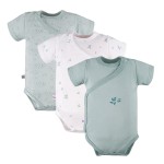 Multipak 3 ks Body zavinovací s krátkým rukávem zelené