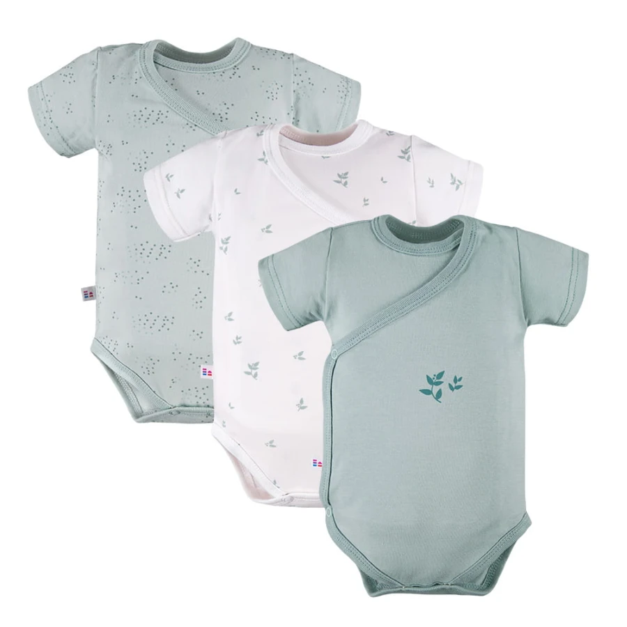 Cardigan bodysuit 3-pack with leaves pattern