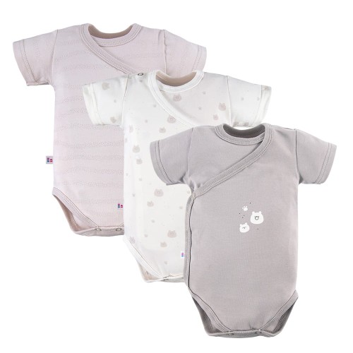 Cardigan bodysuit 3-pack with teddy bears pattern