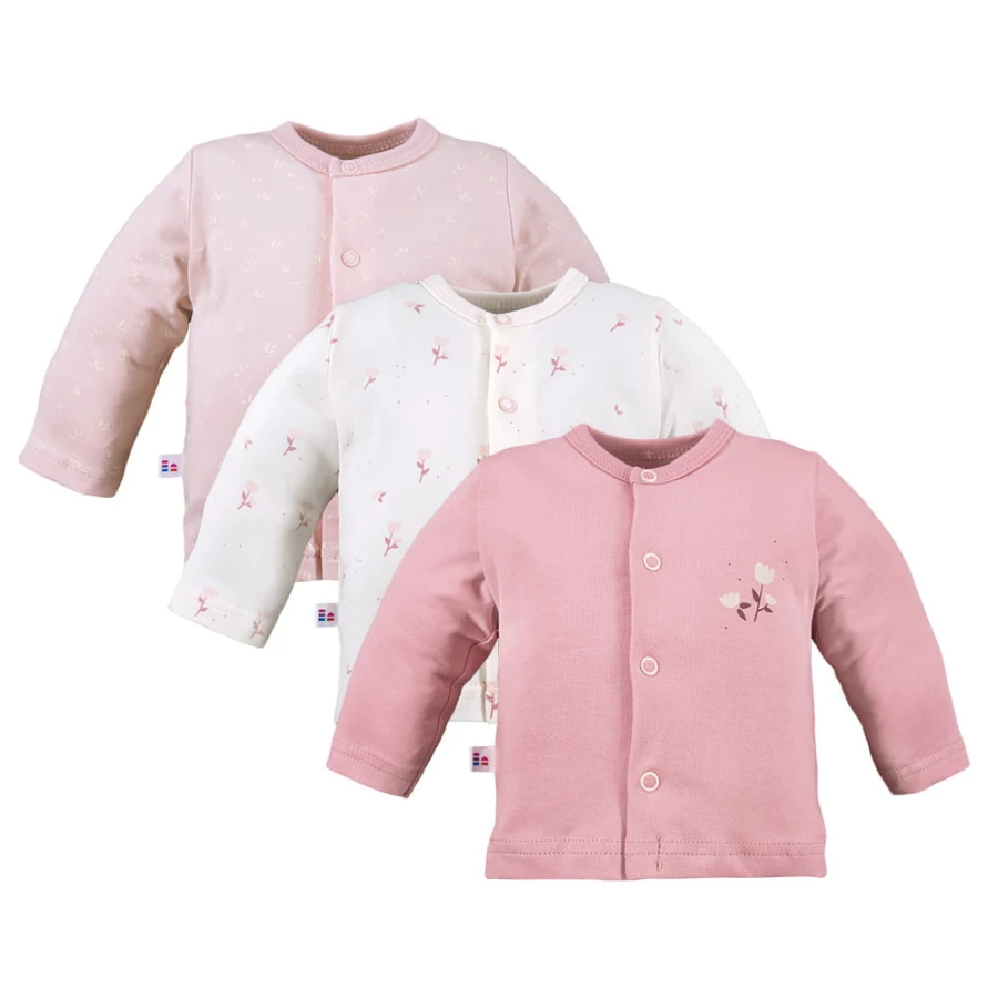 3-pack kimono shirt with flower pattern pink