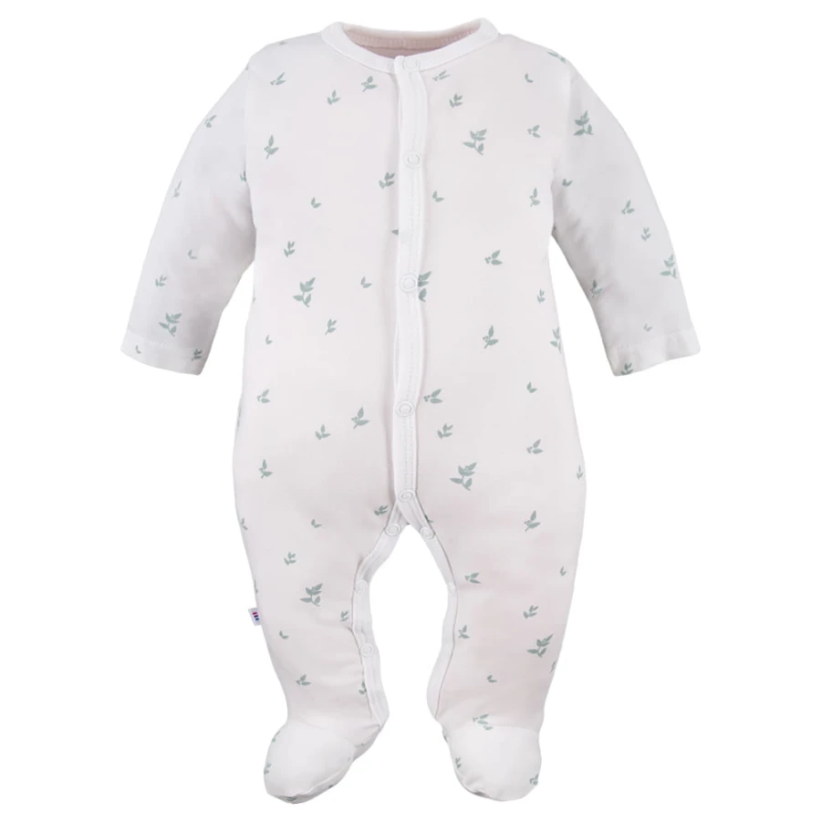 Sleepsuits green 3-pack with leaves pattern