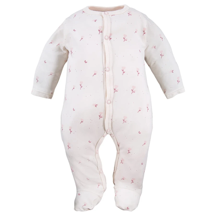 Sleepsuits pink 3-pack with bloom pattern