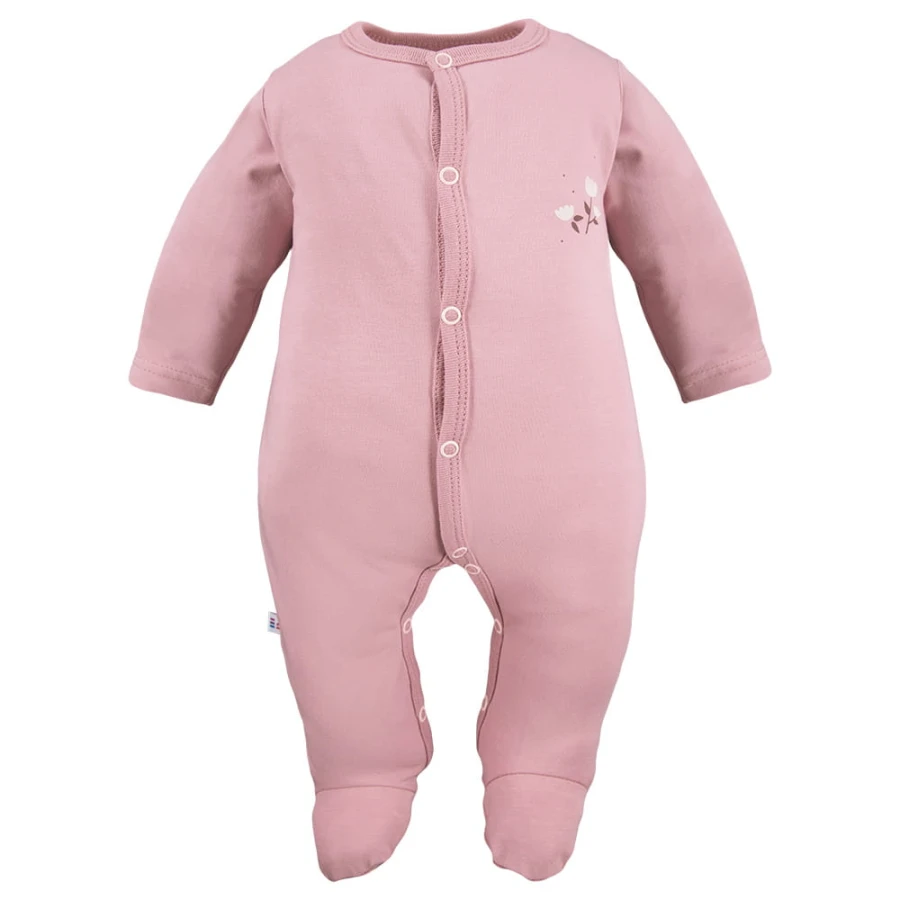 Sleepsuits pink 3-pack with bloom pattern