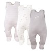 3-pack romper suit beige with teddy bears pattern