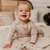 3-pack romper suit beige with teddy bears pattern