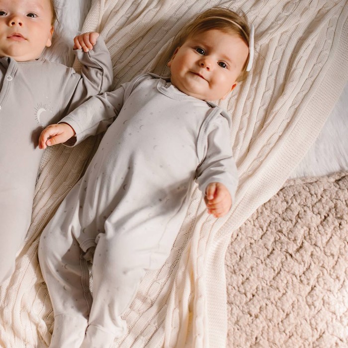 Romper suit gray with star pattern
