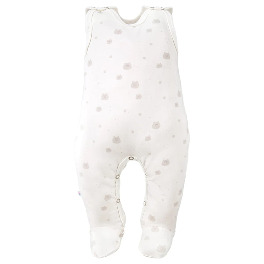 Romper suit ecru with teddy bears pattern