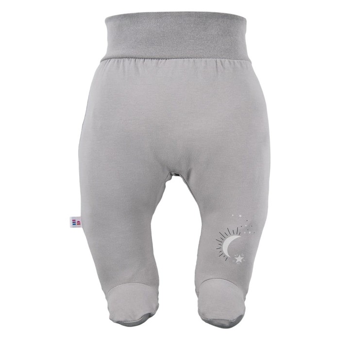 Joggers with feet with a stars pattern gray