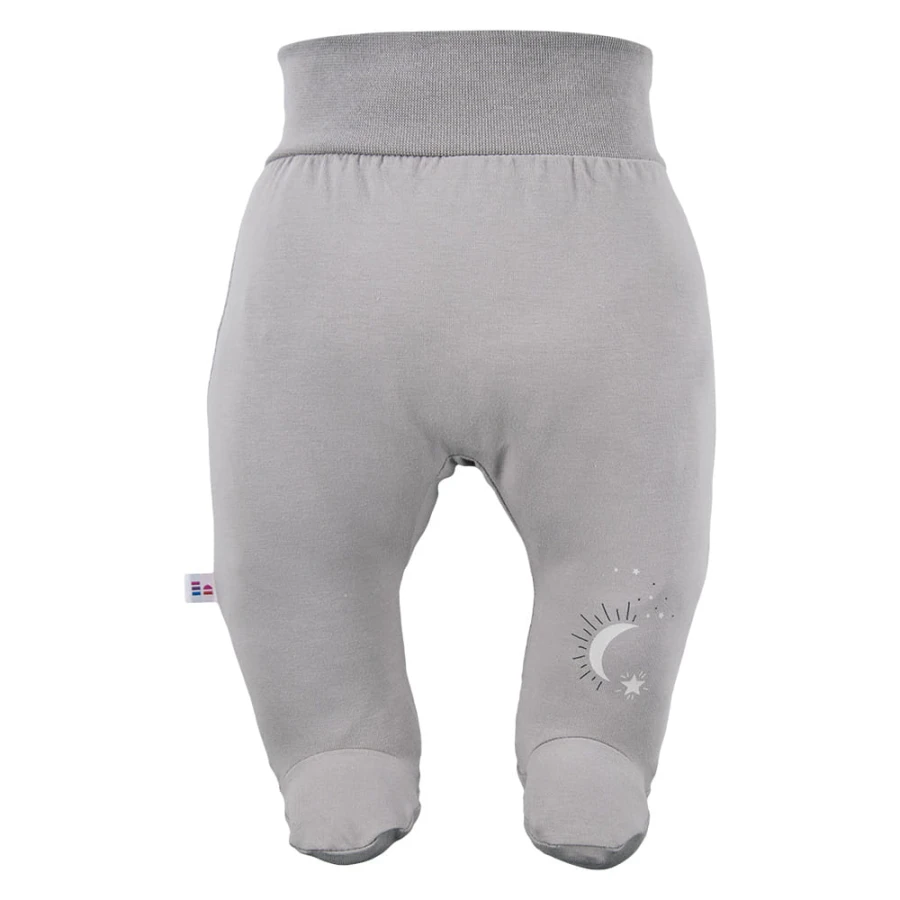 Joggers with feet with a stars pattern gray