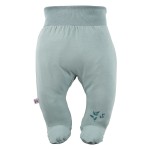 Joggers with feet with a leaves pattern green