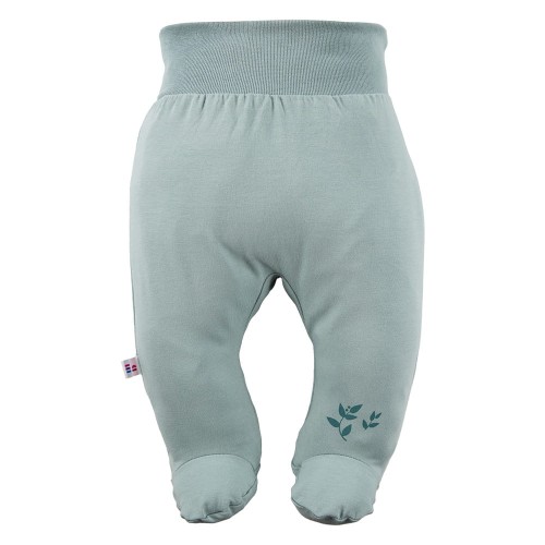 Joggers with feet with a leaves pattern green