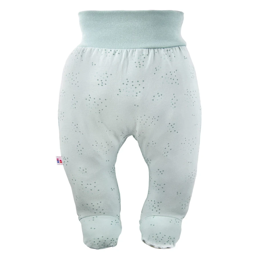 Joggers with feet with a delicate print all over green
