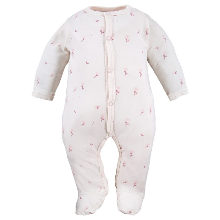 Baby sleepsuit with flower pattern ecru