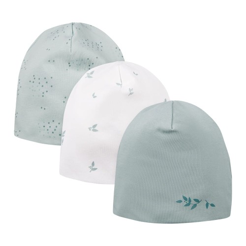 3-balení dětských čepiček zelené,bílé
