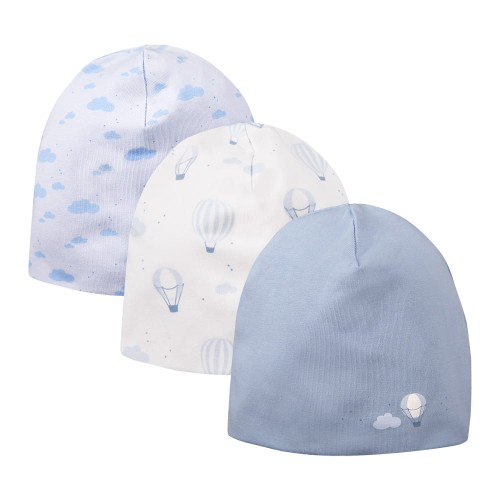 3-balení dětských čepiček modré,bílé