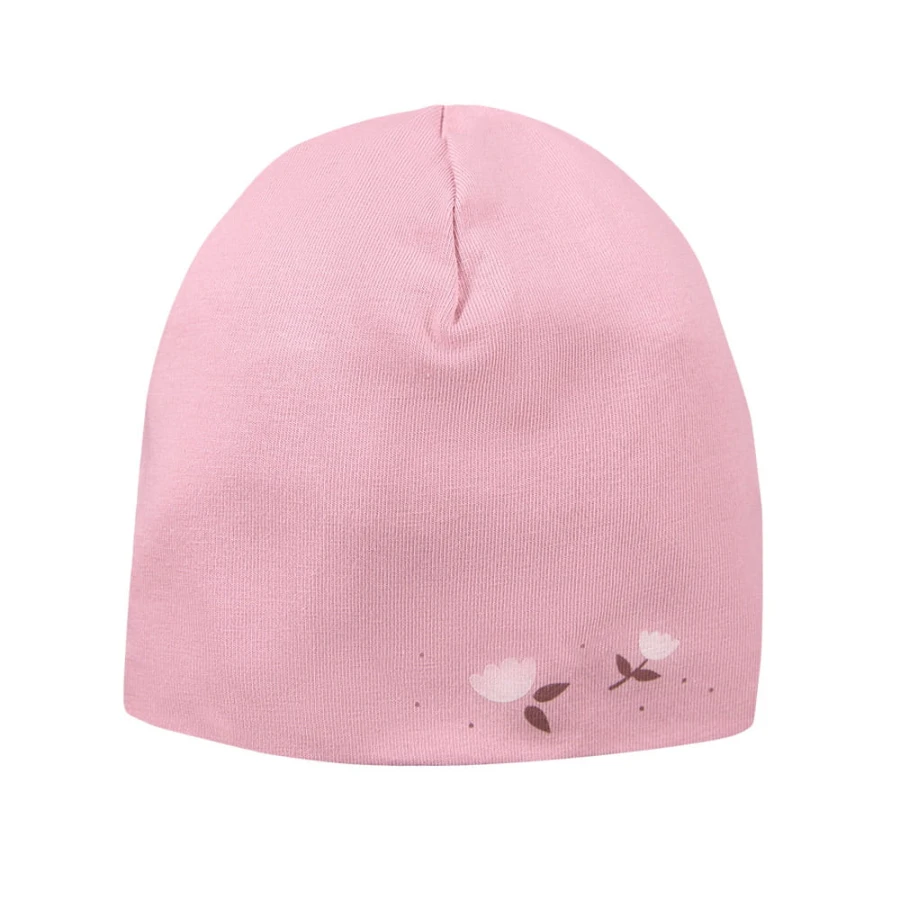 Baby hat with flower pattern pink