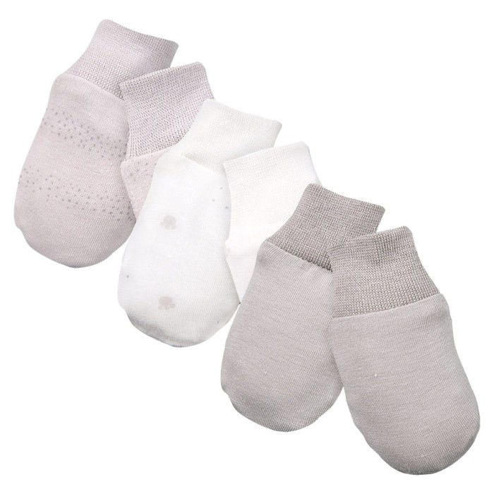 Baby gloves 3-pack blue with teddy bears pattern