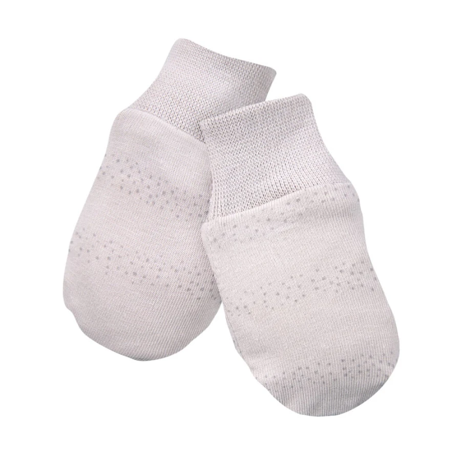 Baby gloves 3-pack beige with teddy bears pattern
